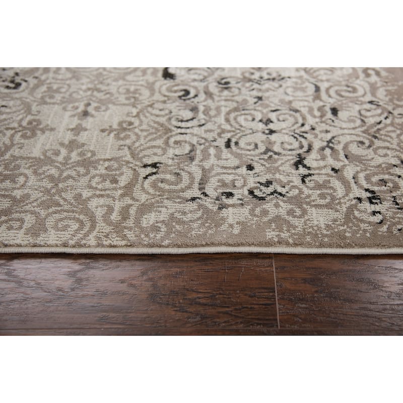 Alora Decor Swagger Beige, Taupe, Grey, and Black Persian-style Medallion Rug