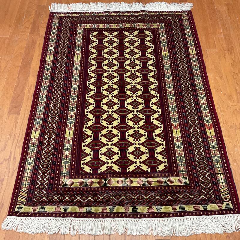HERAT ORIENTAL Handmade Turkoman Wool Rug - 4' x 5'7"