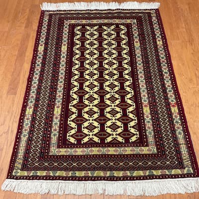 HERAT ORIENTAL Handmade Turkoman Wool Rug - 4' x 5'7"