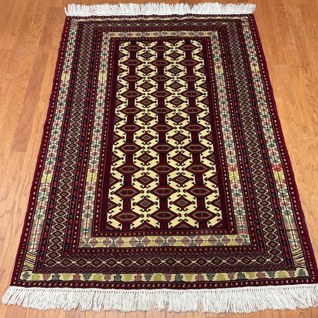HERAT ORIENTAL Handmade Turkoman Wool Rug - 4' x 5'7"