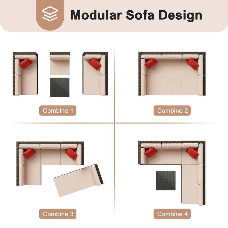 Futzca 6 Piece Patio Furniture Conversation Set with Pillow