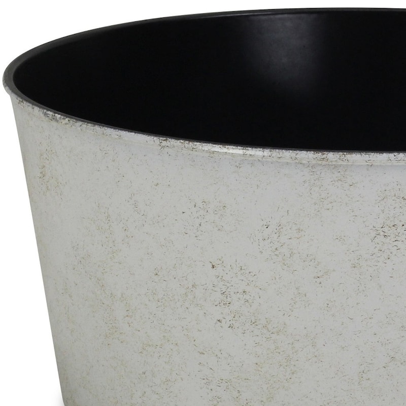 HomeRoots 12" Cream Recycled Plastic Indoor Outdoor Round Nursery Pot