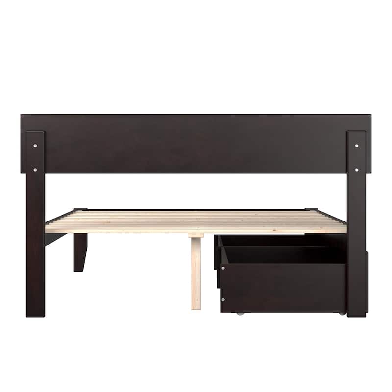 Boston Full Bed with 2 Drawers in Espresso