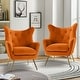 preview thumbnail 1 of 9, Eusebio Modern Velvet Accent Chair with Tufted Wingback for Living Room Set of 2 by HULALA HOME ORANGE
