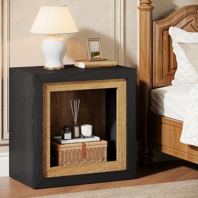 Night Stand for Bedroom - black&brown