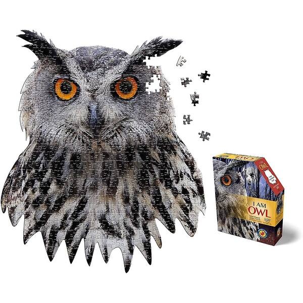 slide 2 of 3, I AM Owl 550 Piece Animal Head-Shaped Jigsaw Puzzle