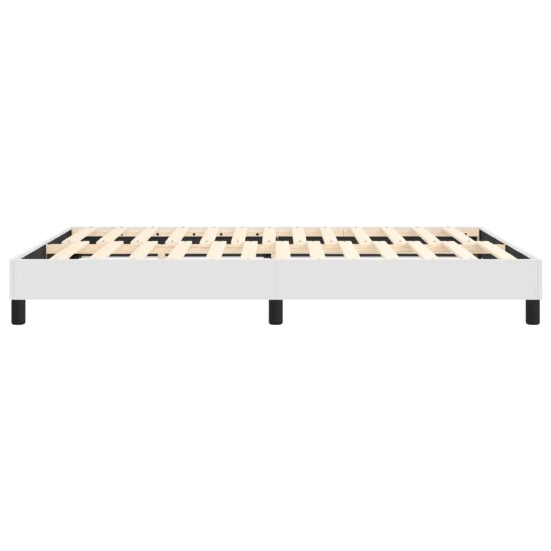 Yeri Full Size Bed Frame, White Faux Leather, Low Profile Legs