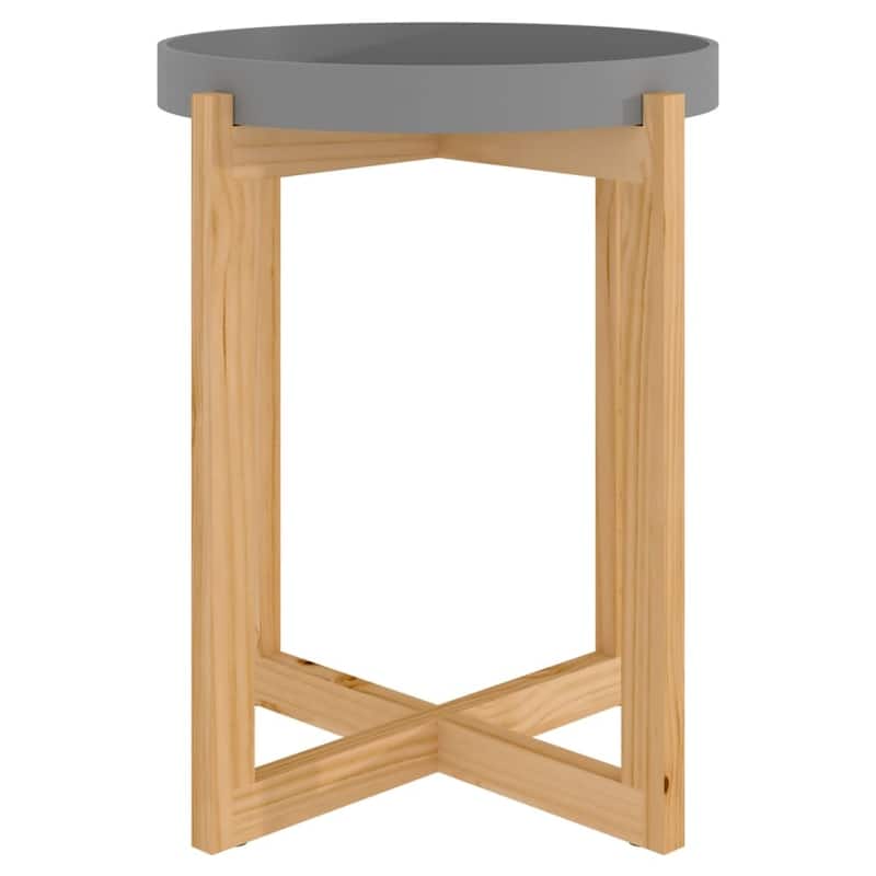 vidaXL Coffee Table Round End Table Sofa Table Engineered Wood Solid Wood Pine - 16.1"x16.1"x19.1"