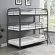 preview thumbnail 1 of 8, Twin over Twin Size Metal Triple Bunk Bed with Ladder & Fence Twin over Twin - Black