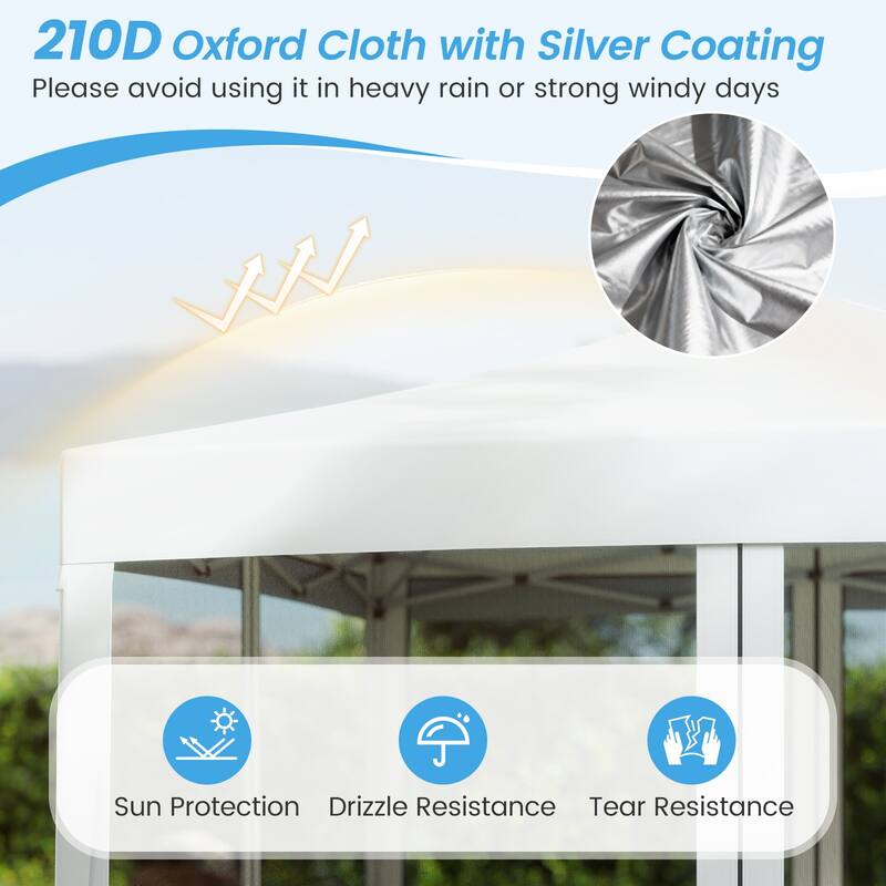 Gymax 10 FT x 10 FT Pop-Up Canopy Tent w/ Mesh Netting Carry Bag 8