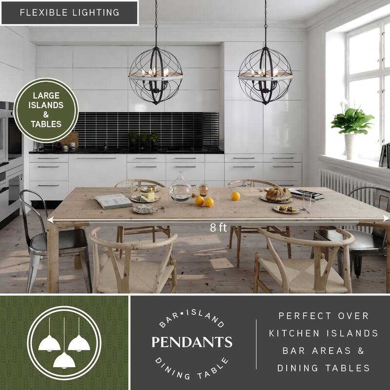 Montclare Black and White Ash Wood Farmhouse Cage Pendant Ceiling Light