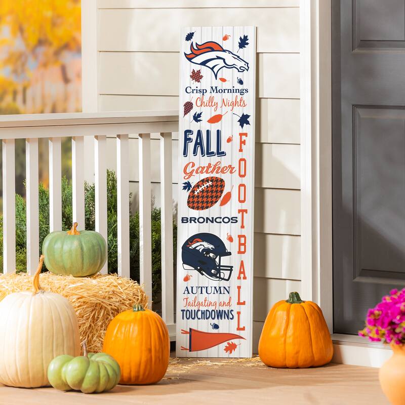 47" Double Sided Seasonal Porch Leaner, Denver Broncos - 47" x 11.25" - Fall