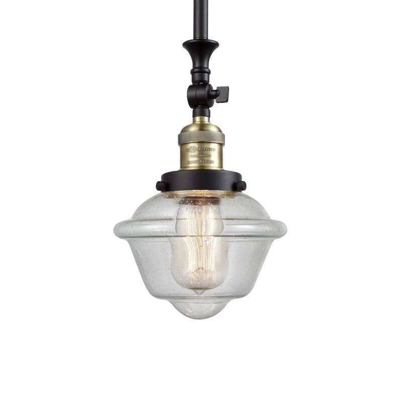 Innovations Lighting Small Oxford Single Light 8" Wide Mini Pendant - Black / Antique Brass / Seedy