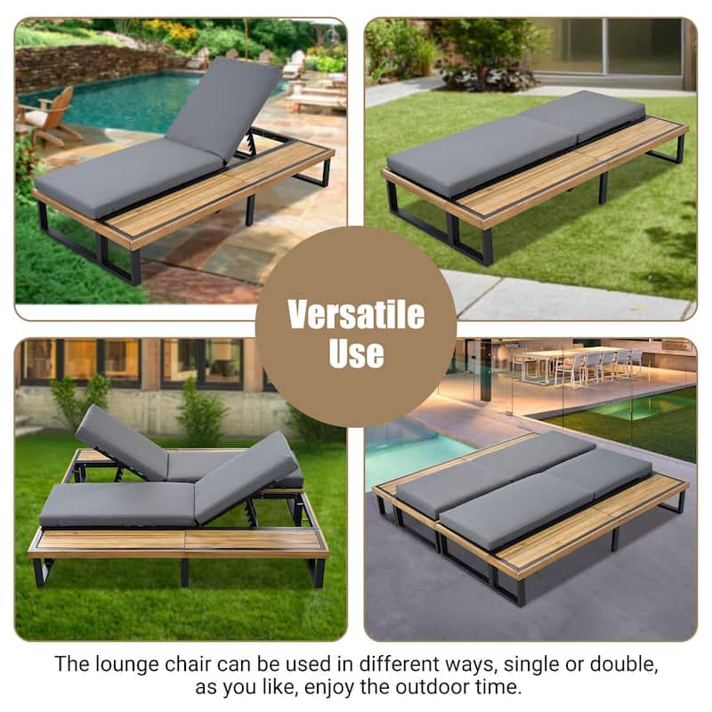 GO Outdoor Chaise Lounge Chair with 5-Position Adjustable Backrest