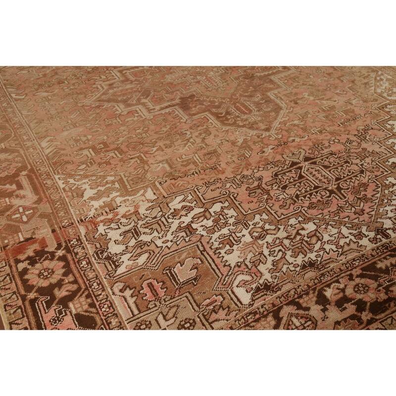 Pink Heriz Persian Vintage Area Rug Hand-Knotted Wool Carpet - 8'0"x 10'8"
