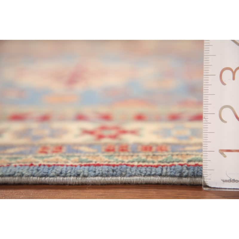 Light Blue Kazak Oriental Accent Rug Handmade Wool Carpet - 2'8" x 4'0"