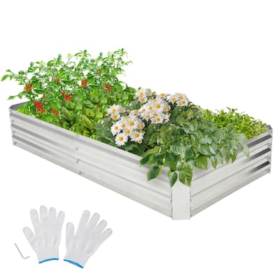 Gymax 6 x 3 x 1FT Galvanized Raised Garden Bed Heavy-Duty Elevated