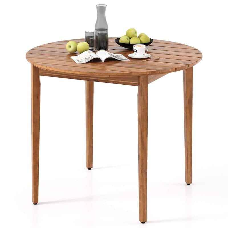 Costway Round Outdoor Dining Table for 4 People 36 inch Acacia Wood - See Details