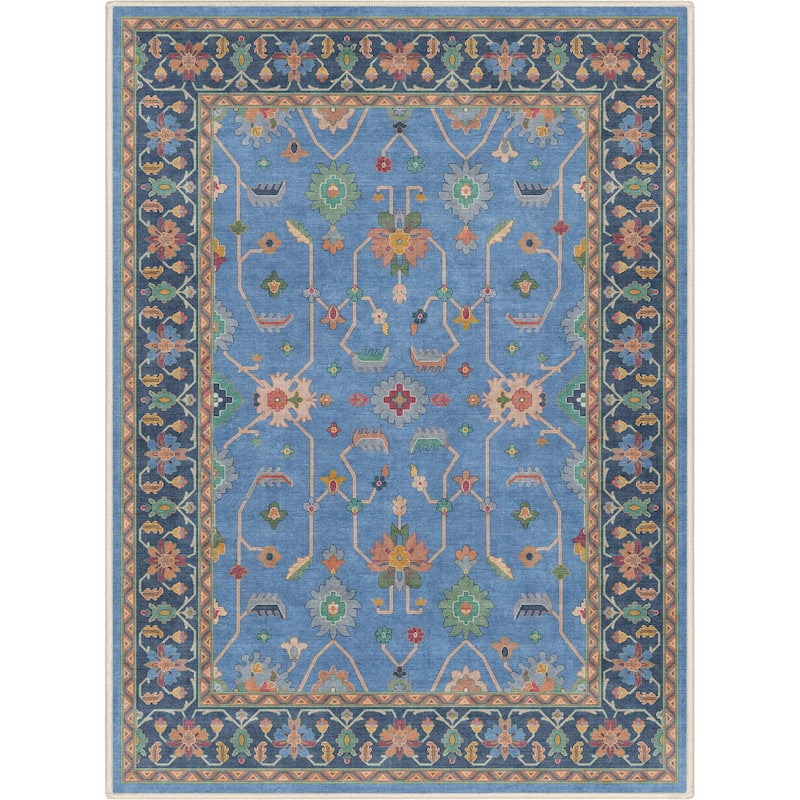 Well Woven Ushak Antalya Floral Modern Vibrant Flat-Weave Area Rug