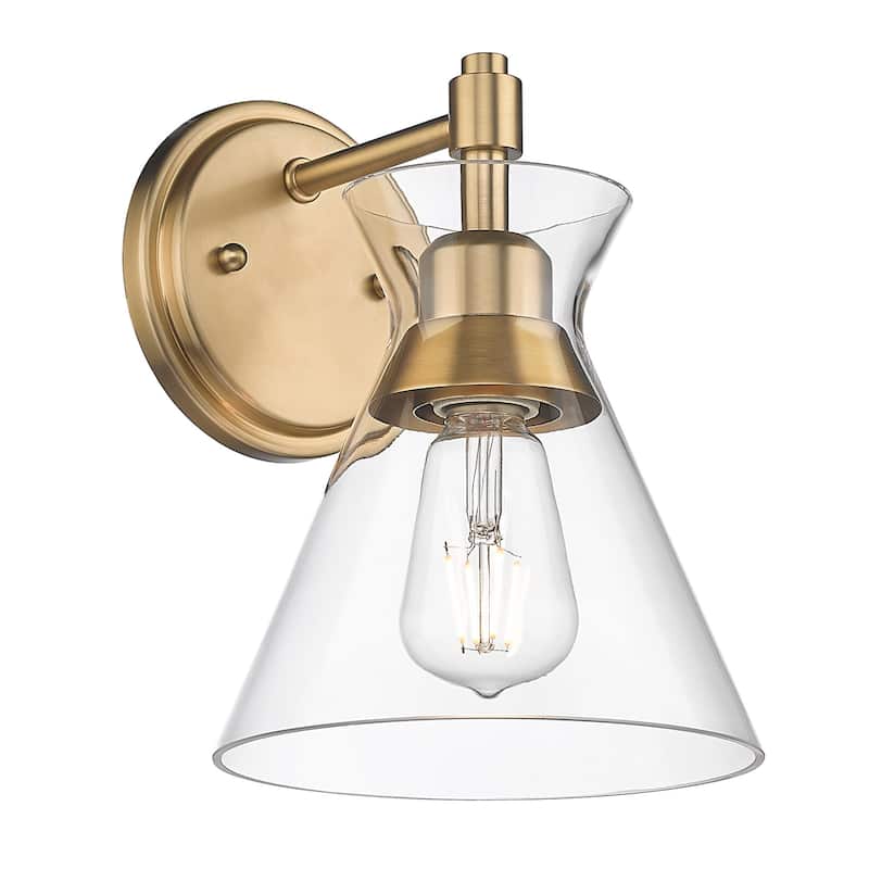 Golden Lighting 0511-1W CLR Malta 10" Tall Bathroom Sconce with a - Brushed Champagne Bronze