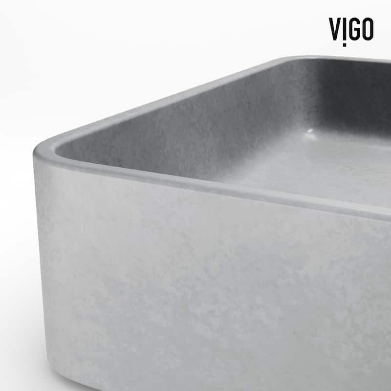 VIGO Basilica 23"L x 14"W x 4"H Concreto Stone Rectangular Bathroom Vessel Sink