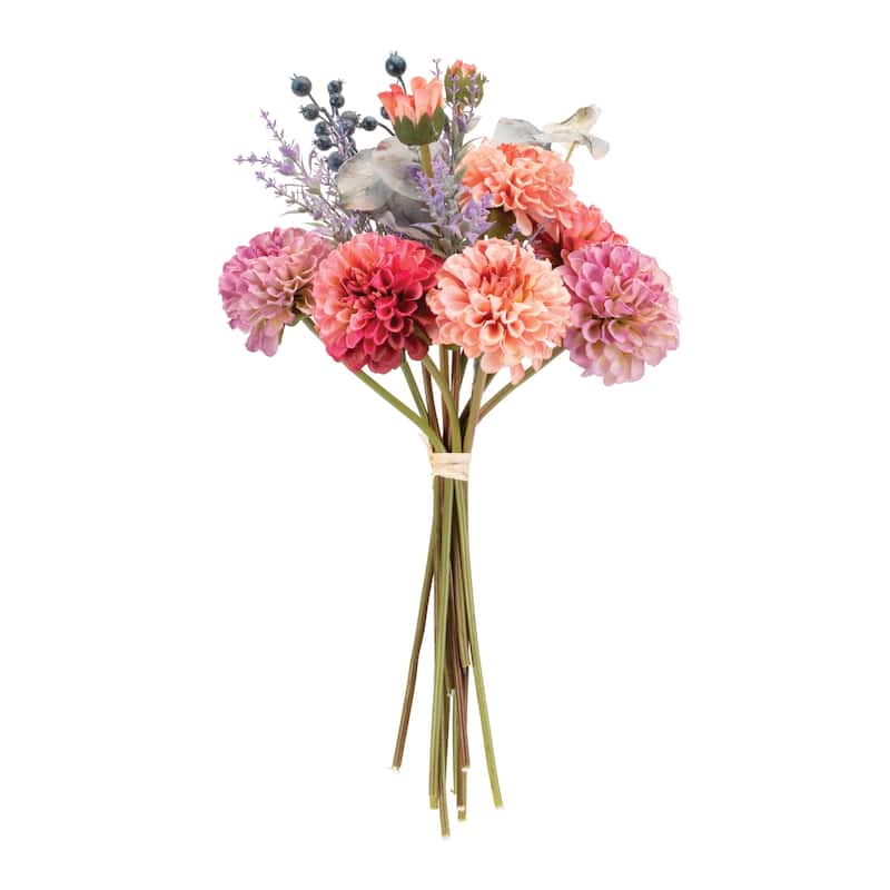 Mixed Zinnia Floral Bouquet (Set of 2) - Purple, Pink, Green