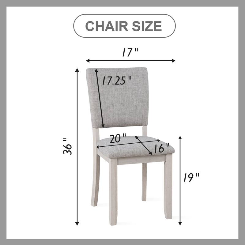 Rossetta 5-Piece Wood Transitional Farmhouse Style Dining Table Set with U-Shaped Trestle Base Table, 4 Upholstered Side Chairs
