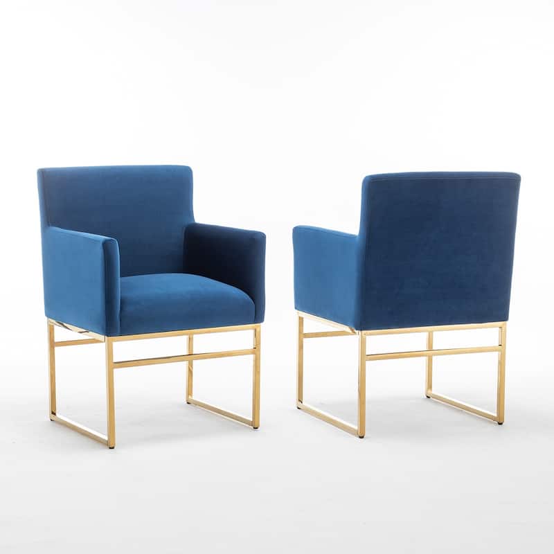 SEYNAR Modern Velvet Accent Arm Dining Chair Set of 2 with Metal Legs