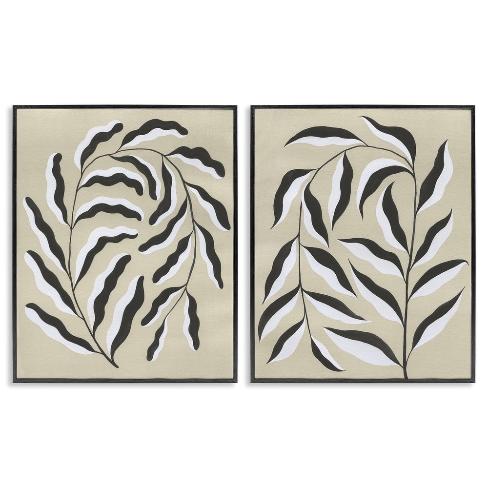 Stupell Midcentury Mod Botanicals Framed Giclee Art Design By Grace Popp (Set of 2)