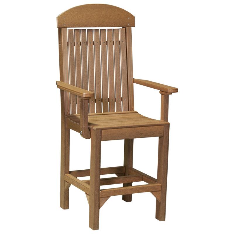 Set of 4 Poly Lumber Classic Dining Chairs - Arm Chair - Antique Mahogany Woodgrain - Counter Height