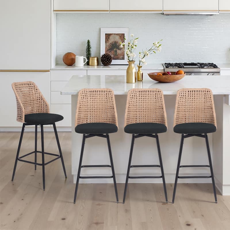 28.8" Indoor Swivel Wicker Barstools