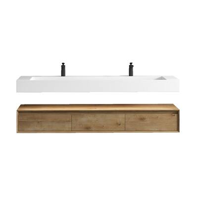 Alysa 72'' Double Sink floating vanity in White Oak with Reinforced Acrylic Sink