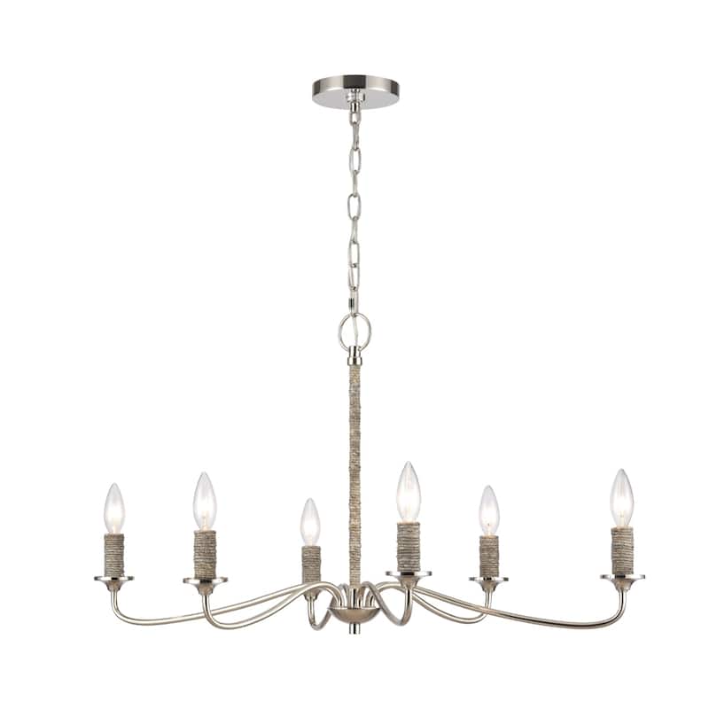 Elk Home Abaca Polished Nickel Finish 6 Light Chandelier - 6-Light - Polished Nickel