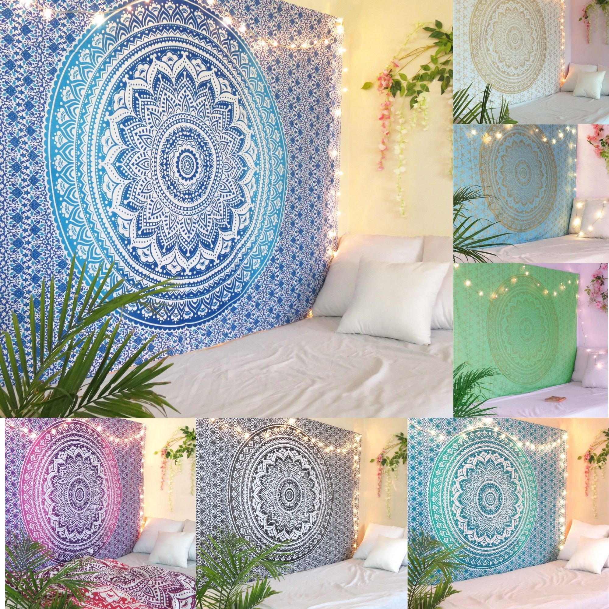 Hippie Scenery Tapestry Home Wall Hanging Colorful Mandala Tapestry Art Decor 