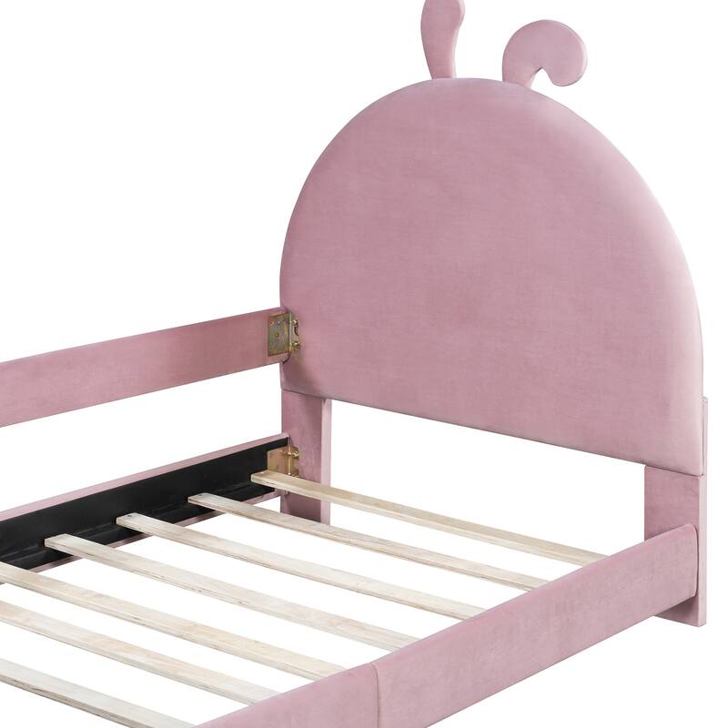 Twin Size Upholstered Daybed with Rabbit Ear Shaped Headboard for Home Office