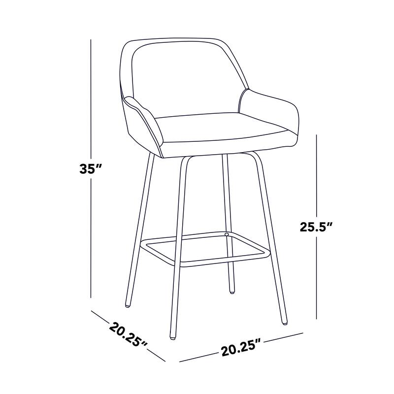 Porch & Den Galotti Fixed Height Counter Stool with Metal Legs & Square Footrest (Set of 2)