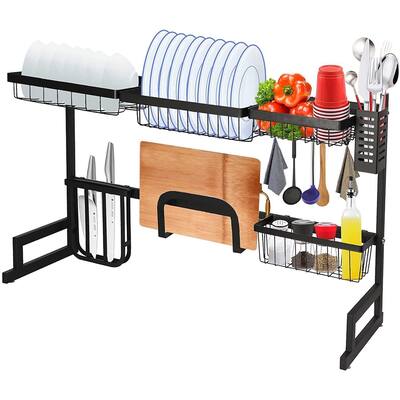 Over The Sink Dish Drying Rack Stainless Steel Storage Shelf Multifunctional Tableware Drainer Organizer