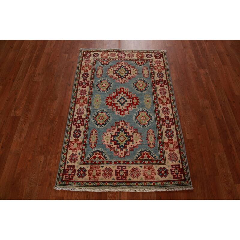 Blue Kazak Foyer Rug Traditional Oriental Handmade Wool Carpet - 2'8"x 4'1"