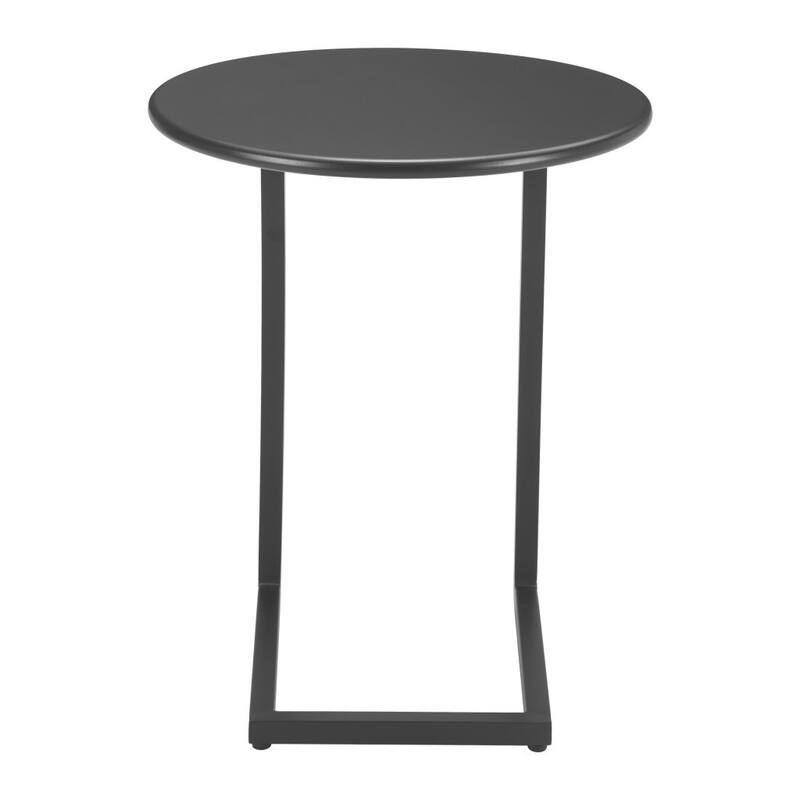 20" Black Aluminum Round Outdoor Side Table