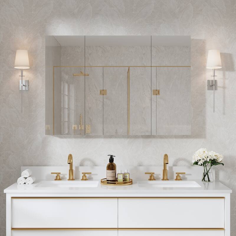 44"W X 30'H Bathroom Recessed or Surface Wall Mount Medicine Cabinet With Adjustable Glass Shelves - 1230L-2030L-1230R
