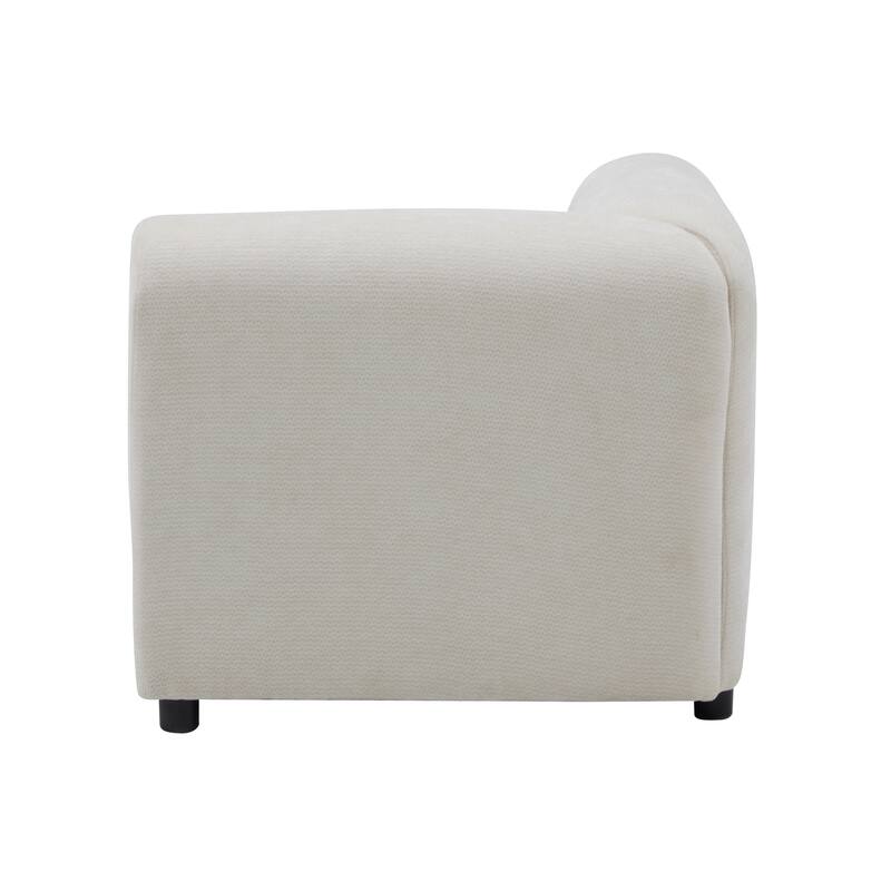 L Shaped Modular Sectional Sofa, Chenille Upholstered Round-Back 4 Seat Sofa, High Resilience Soam Corner Sofa