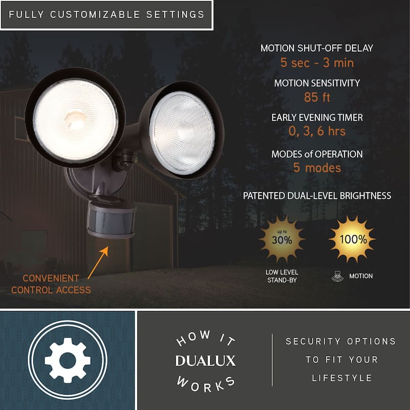 Motion Sensor Dusk to Dawn Outdoor Security Flood Light - 240 Degree Range - 85 Ft