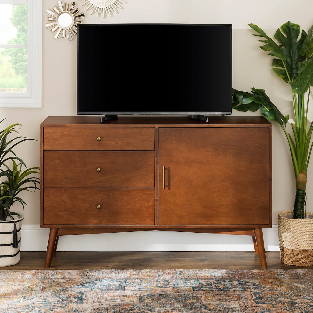 Walker Edison Saltor Walnut Finish 52-inch Mid-century Buffet ...