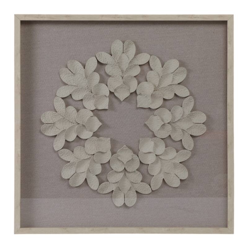Resin Canvas Wall Art Decor Textured Leaf Pattern Design - 30" White