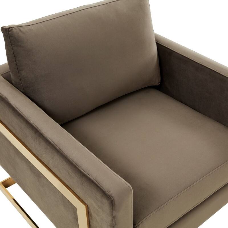 Lincoln Modern Velvet Upholstered Accent Designer Lounge Chair with Gold Frame for Living Room, Bedroom and Home Office - 34"