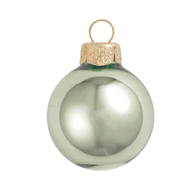 Shiny Finish Glass Christmas Ball Ornaments - 2" (50mm) - Green - 28ct