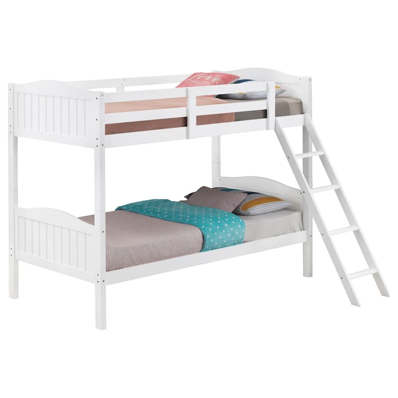 Arlo Transitional Wood Frame Bunk Bed with Ladder