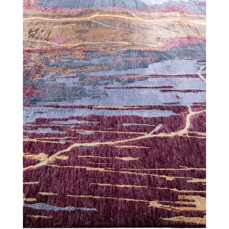 Modern One-of-a-Kind Hand-Knotted Area Rug - Pink, 9' 3" x 12' 1" - 9' 3" x 12' 1"