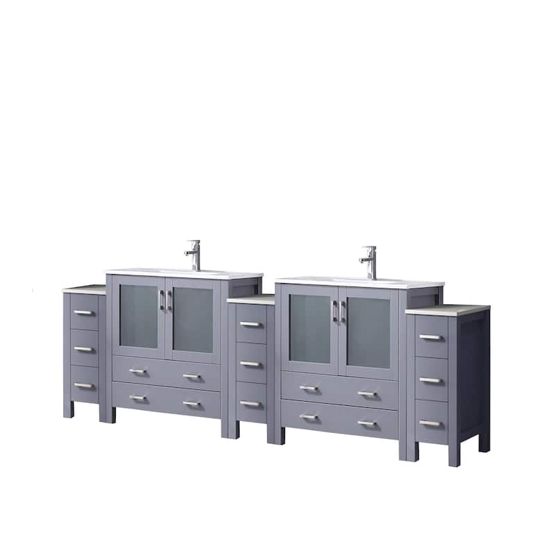 Volez Bath Vanity with Side Cabinets, Ceramic Top & Sink