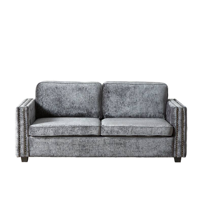 3-Seater Convertible Sleeper Sofa with Memory Foam - Chenille Fabric Couch for Living Rooms